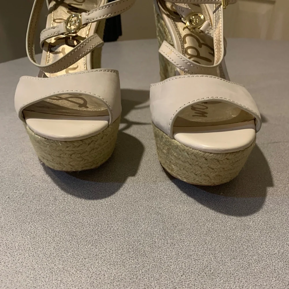 Sam Edelman Cream Platform High Wedge Sandals sz 8.5 M